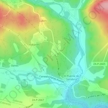 Mapa topográfico La Gandara, altitud, relieve