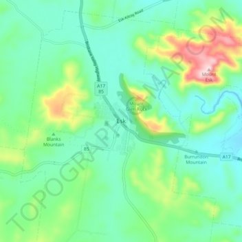Mapa topográfico Esk, altitud, relieve