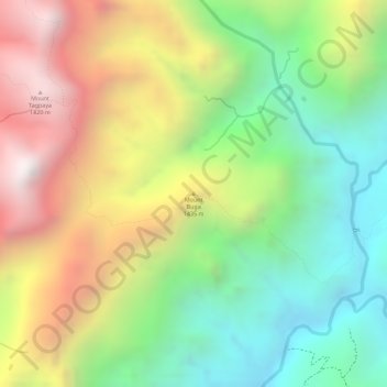 Mapa topográfico Mount Buga, altitud, relieve