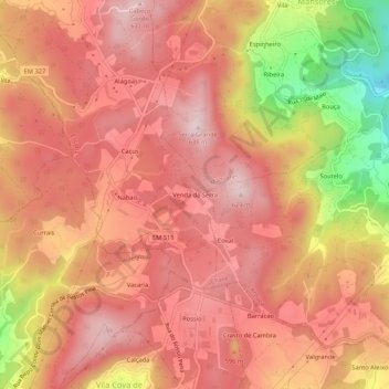 Mapa topográfico Venda da Serra, altitud, relieve