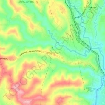 Mapa topográfico Pamuruyan, altitud, relieve