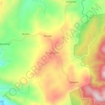 Mapa topográfico Rogongon, altitud, relieve