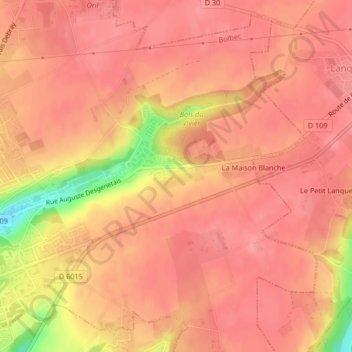 Mapa topográfico Bois Giffard, altitud, relieve
