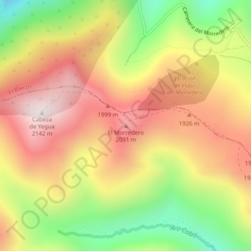 Mapa topográfico El Morredero, altitud, relieve