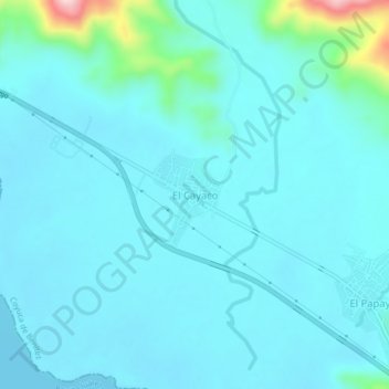 Mapa topográfico El Cayaco, altitud, relieve