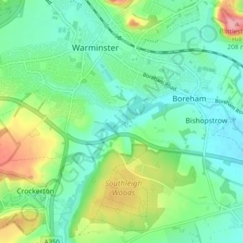 Mapa topográfico Henfords Marsh, altitud, relieve