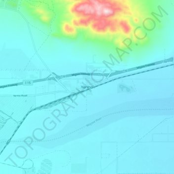 Mapa topográfico Yermo, altitud, relieve