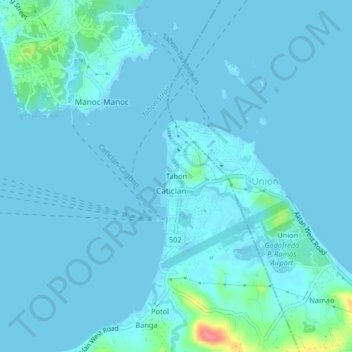 Mapa topográfico Tabon, altitud, relieve