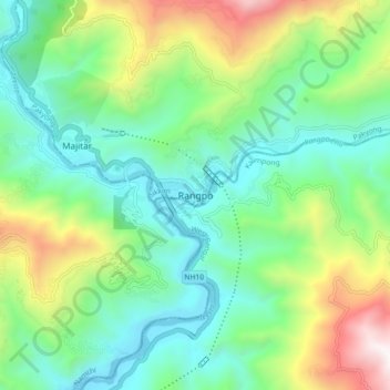 Mapa topográfico Rangpo, altitud, relieve
