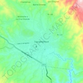 Mapa topográfico Siguatepeque, altitud, relieve