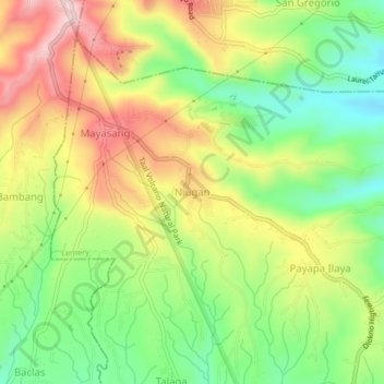 Mapa topográfico Niugan, altitud, relieve