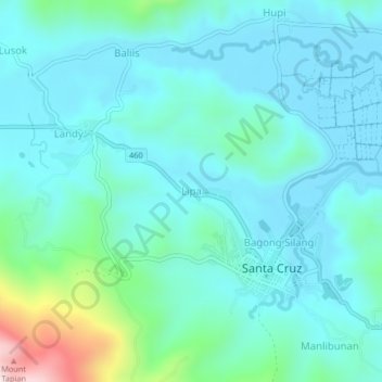 Mapa topográfico Lipa, altitud, relieve