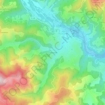 Mapa topográfico La Rouveure, altitud, relieve