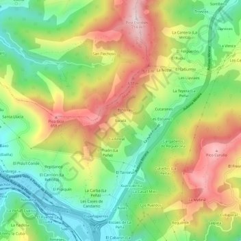 Mapa topográfico Escalá, altitud, relieve