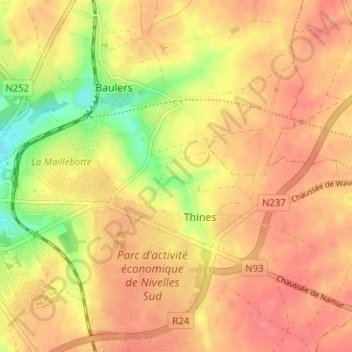 Mapa topográfico Les Baraques, altitud, relieve