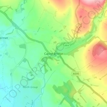 Mapa topográfico Calder Bridge, altitud, relieve
