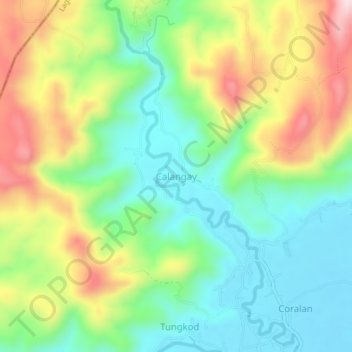 Mapa topográfico Calangay, altitud, relieve