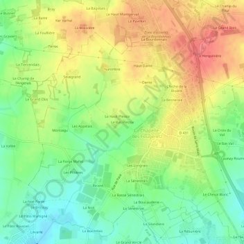 Mapa topográfico Le Bas-Plessix, altitud, relieve