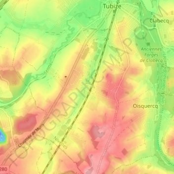 Mapa topográfico Stéhou, altitud, relieve