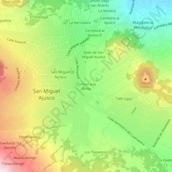 Mapa topográfico Camino a la Venta, altitud, relieve