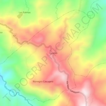 Mapa topográfico Gualilo, altitud, relieve