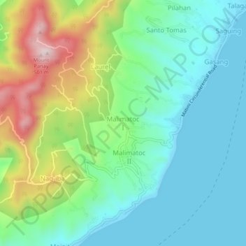 Mapa topográfico Malimatoc I, altitud, relieve