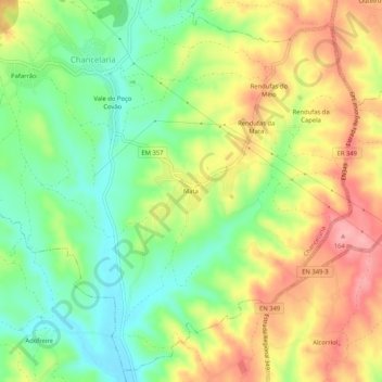 Mapa topográfico Mata, altitud, relieve