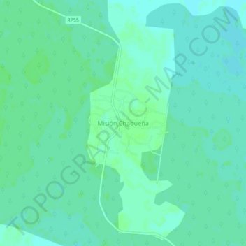 Mapa topográfico Misión Chaqueña, altitud, relieve