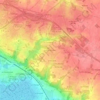 Mapa topográfico La Graindorgeais, altitud, relieve