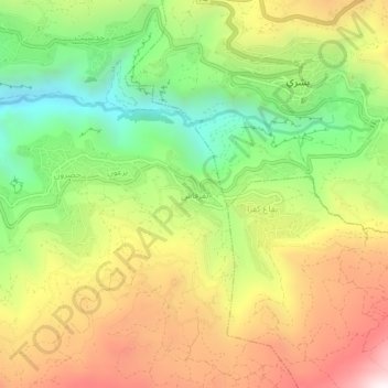 Mapa topográfico Bqerqacha, altitud, relieve