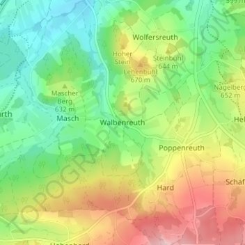 Mapa topográfico Walbenreuth, altitud, relieve