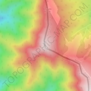 Mapa topográfico Коман, altitud, relieve