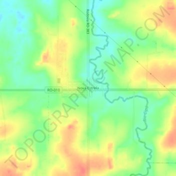Mapa topográfico Nova Estrela, altitud, relieve
