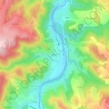 Mapa topográfico Jazindes, altitud, relieve