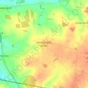 Mapa topográfico Norton Little Green, altitud, relieve