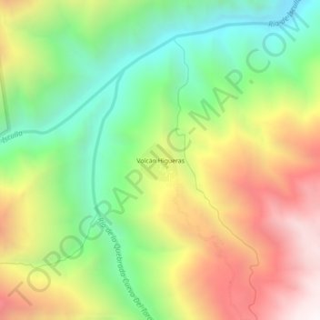 Mapa topográfico Volcán Higueras, altitud, relieve