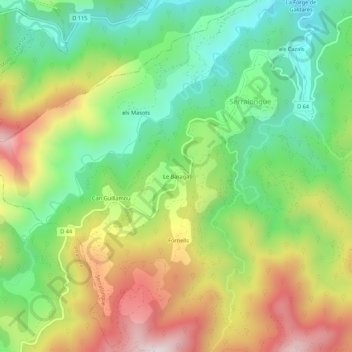 Mapa topográfico Baraga, altitud, relieve
