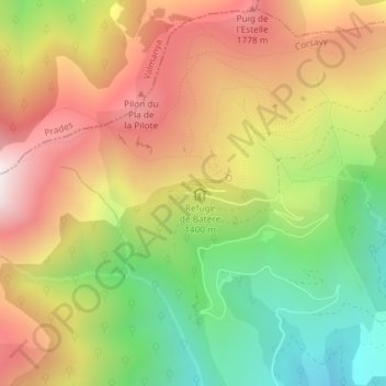 Mapa topográfico Batère, altitud, relieve