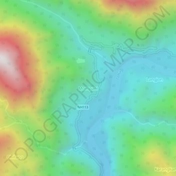 Mapa topográfico Mompani, altitud, relieve