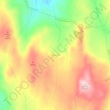 Mapa topográfico Macieira, altitud, relieve