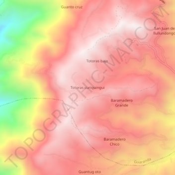 Mapa topográfico Totoras curiquingui, altitud, relieve