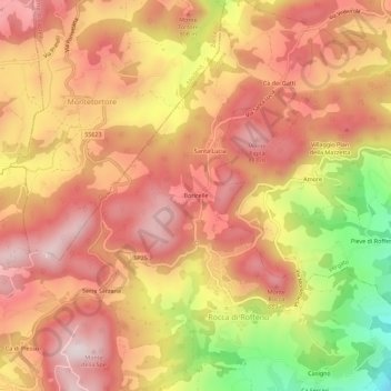 Mapa topográfico Boricelle, altitud, relieve