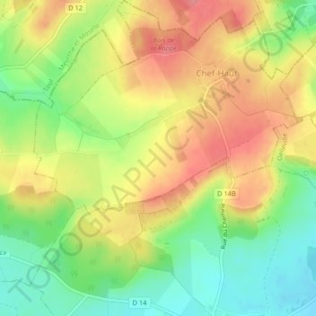 Mapa topográfico La Mergerie, altitud, relieve