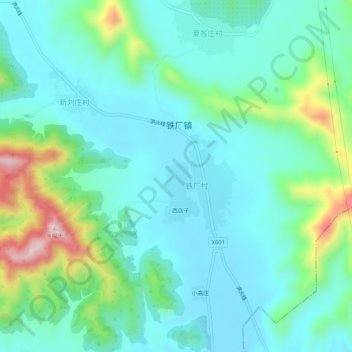 Mapa topográfico Xiaoxijie, altitud, relieve
