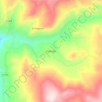 Mapa topográfico Idabungo, altitud, relieve