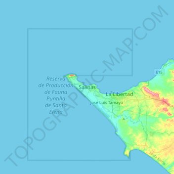 Mapa topográfico Salinas, altitud, relieve