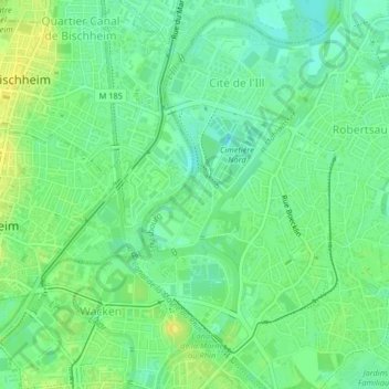 Mapa topográfico Doernel, altitud, relieve