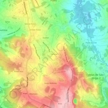 Mapa topográfico Ferradal, altitud, relieve