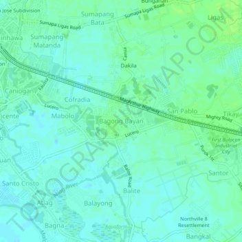 Mapa topográfico Bagong Bayan, altitud, relieve