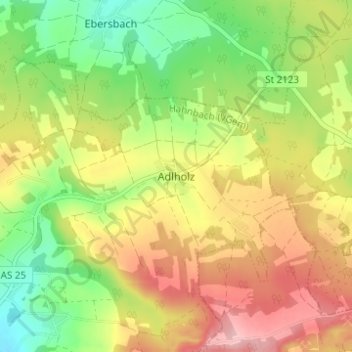 Mapa topográfico Adlholz, altitud, relieve